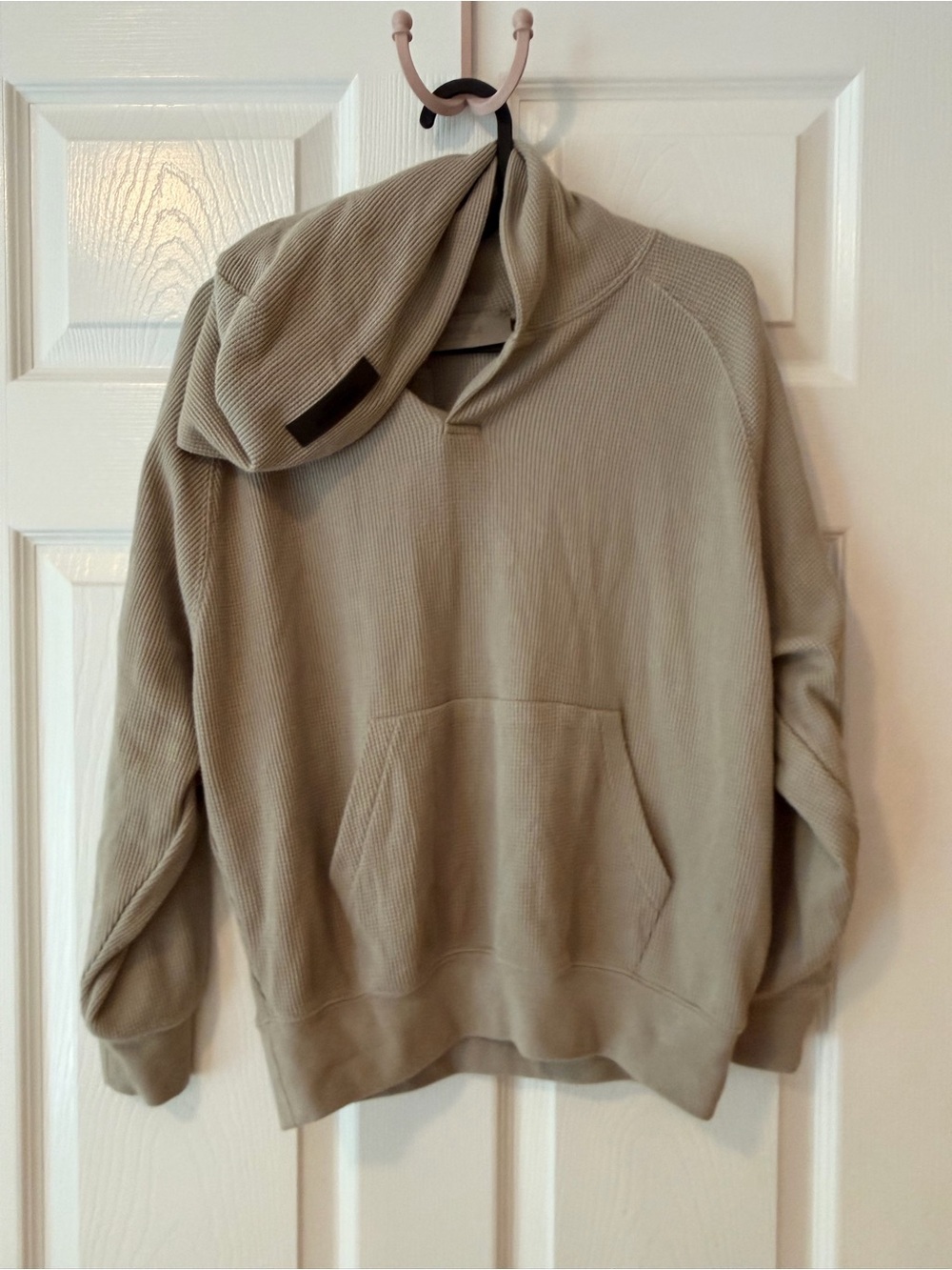 Essentials Fear of God Tan Waffle-Knit Hooded Sweatshirt